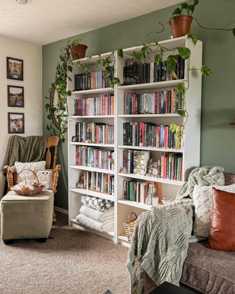 Bohemian Style Bookshelves with Warm and Earthy Elements