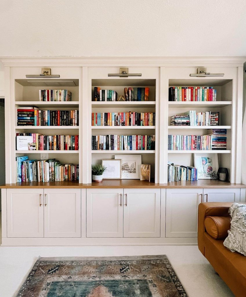 Built-In Bookshelves with Display Cabinets