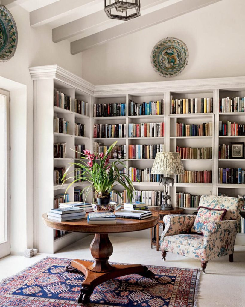 Classic Library with a Touch of Florals