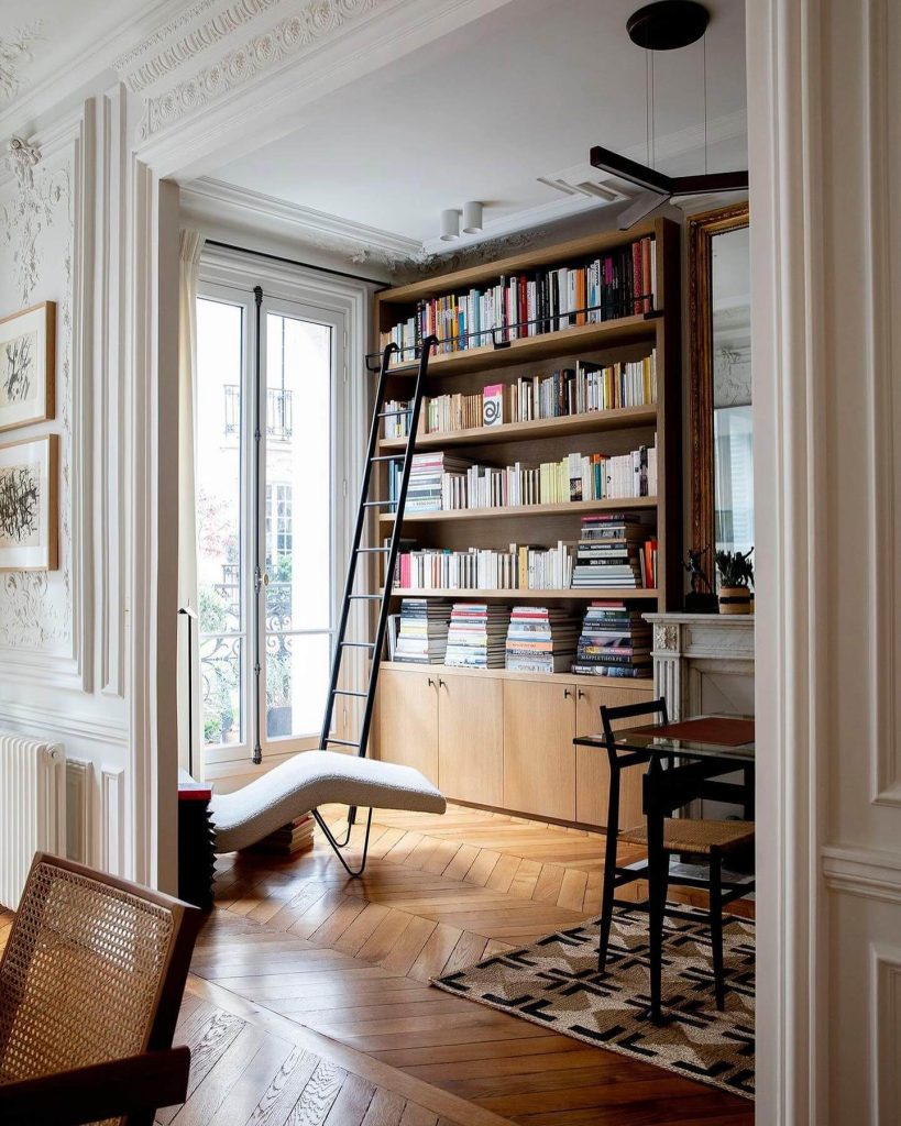 Elegant Library with Floor-to-Ceiling Shelves