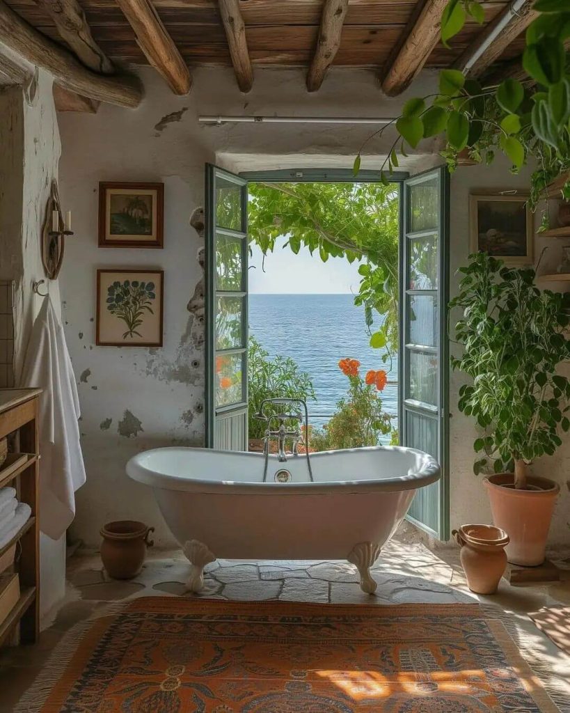 Rustic Boho Bathroom with a View