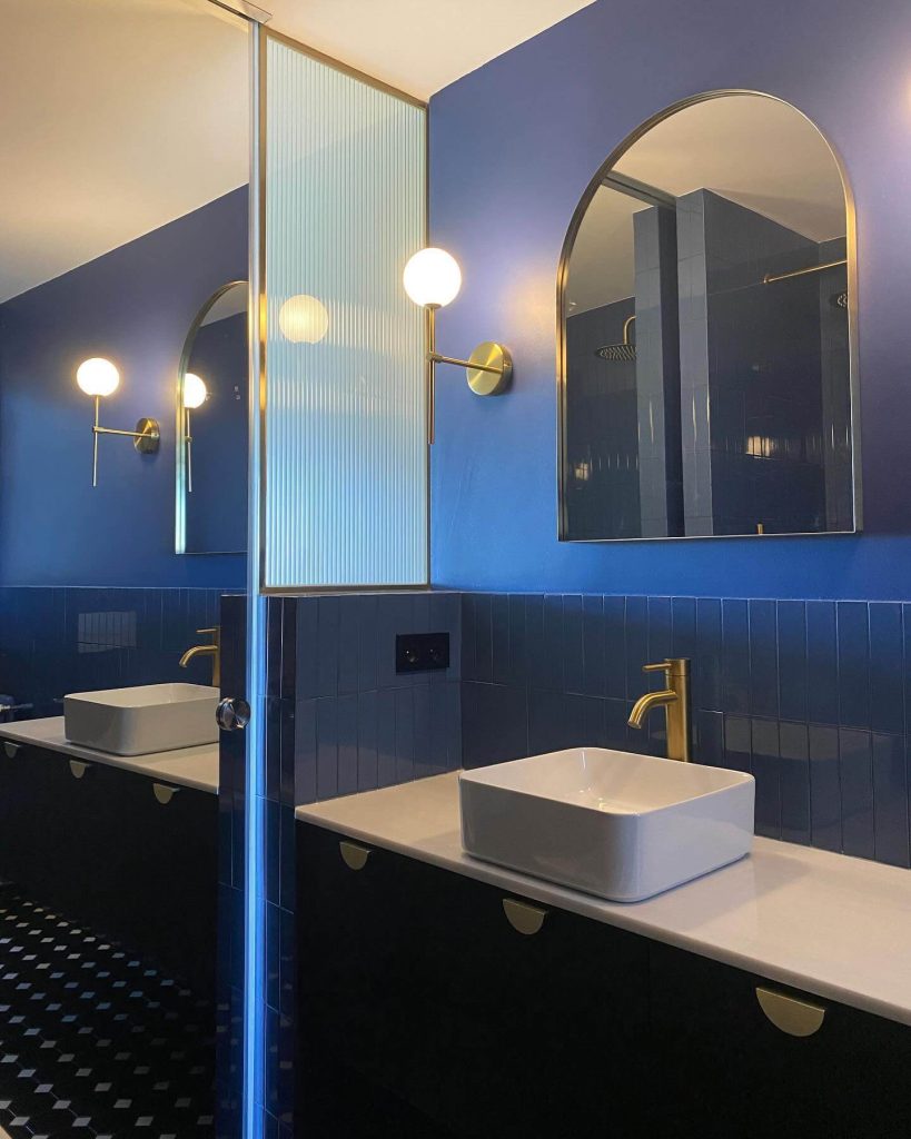 Bold Blue Bathroom with Matte Finishes