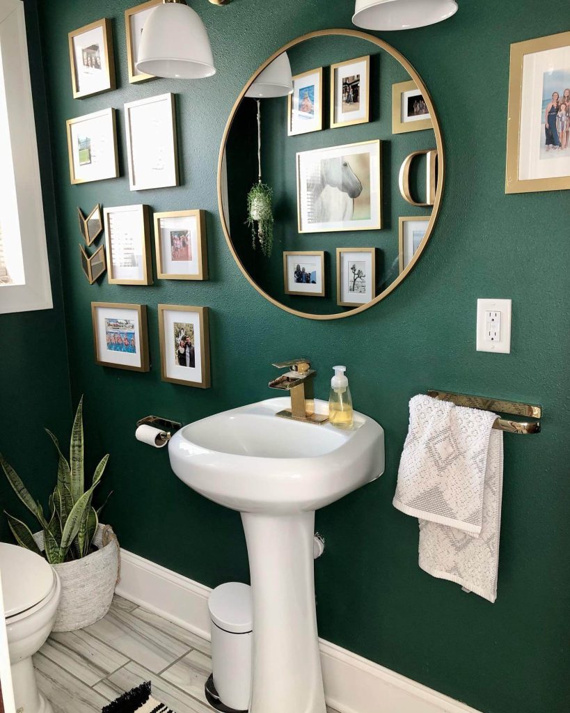 Bold Green Accent Wall with Gallery Frames