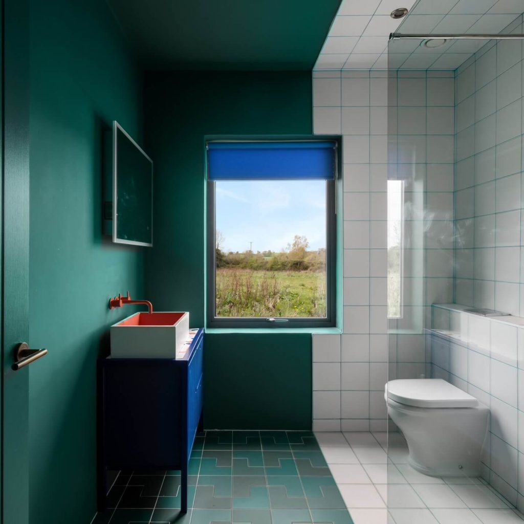 Bold Green and Blue Kids Bathroom