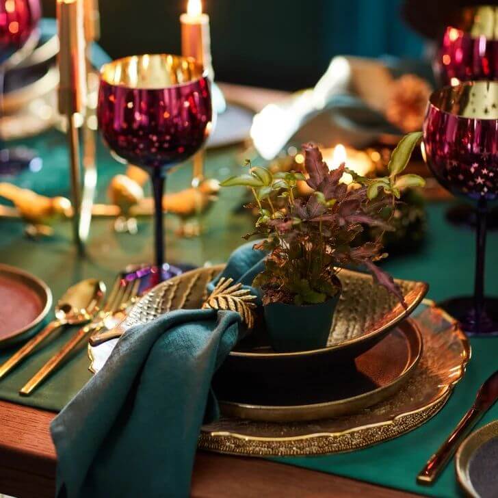 Bold Jewel-Toned Christmas Table Setting