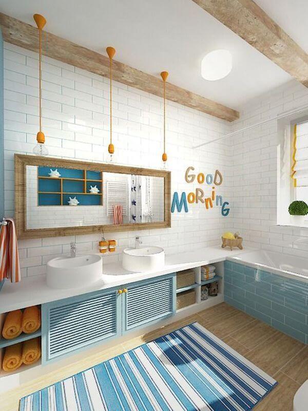 Bright and Cheerful Kids Bathroom with Fun Morning Theme