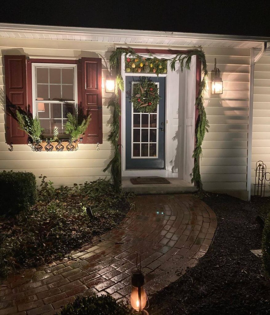 Classic Christmas Doorway with Natural Greenery