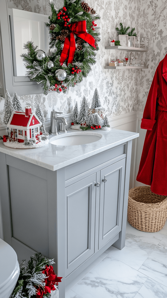 Classic Christmas with Red Accents and Wreath Decor