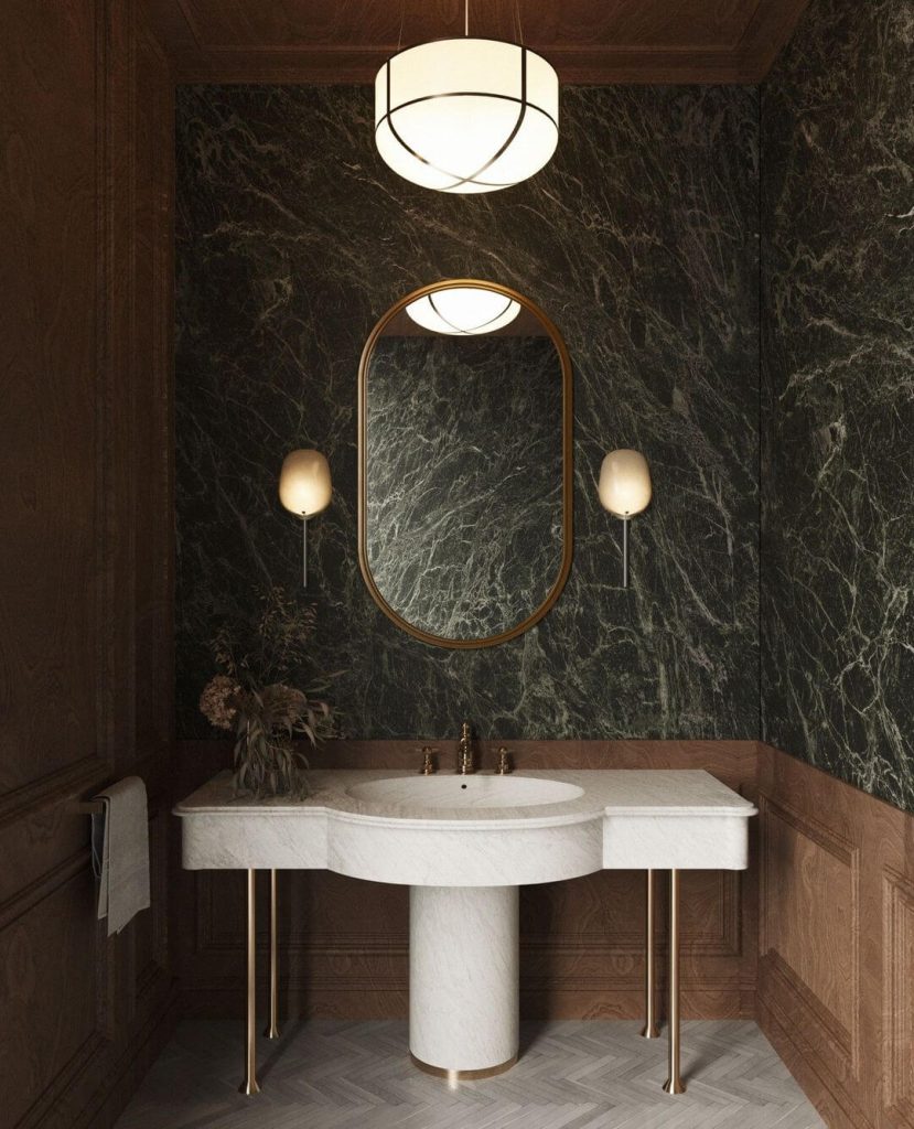 Classic Green Marble Guest Bathroom