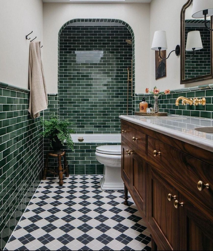 Classic Green Tiling in Farmhouse Design