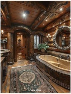 Classic Log Cabin Bathroom with Ornate Detailing