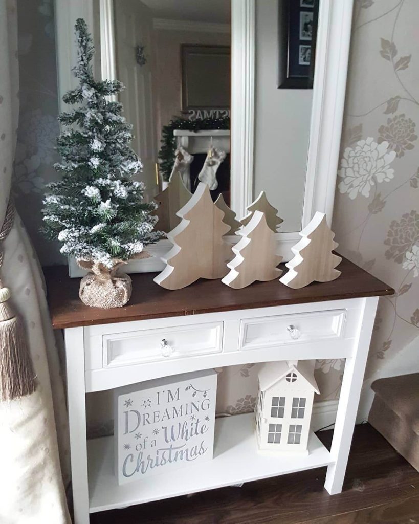 Classic White Wooden Christmas Tree Display