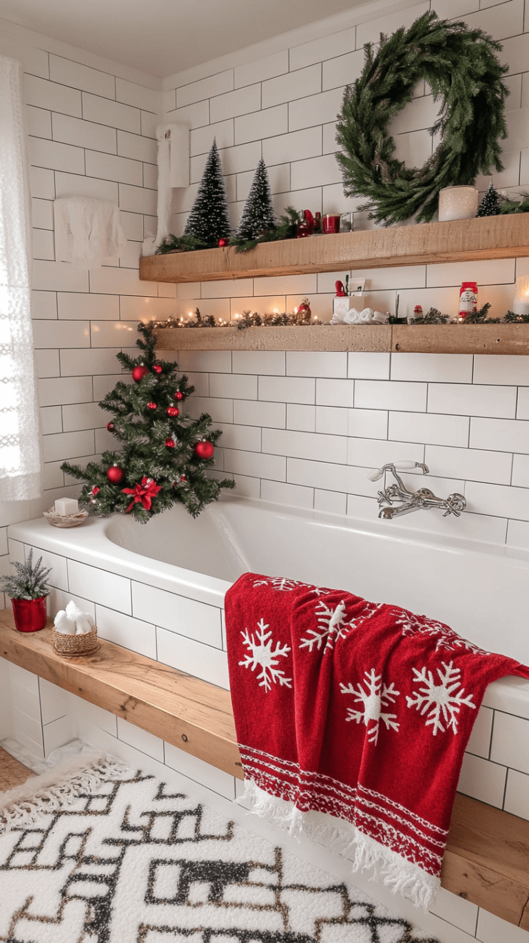 15 Festive Christmas Decor Ideas for Bathroom Shelves: Cozy & Elegant Touches