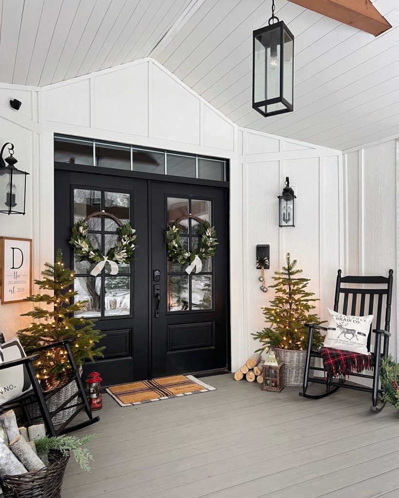 Cozy Rustic Christmas Porch Setup