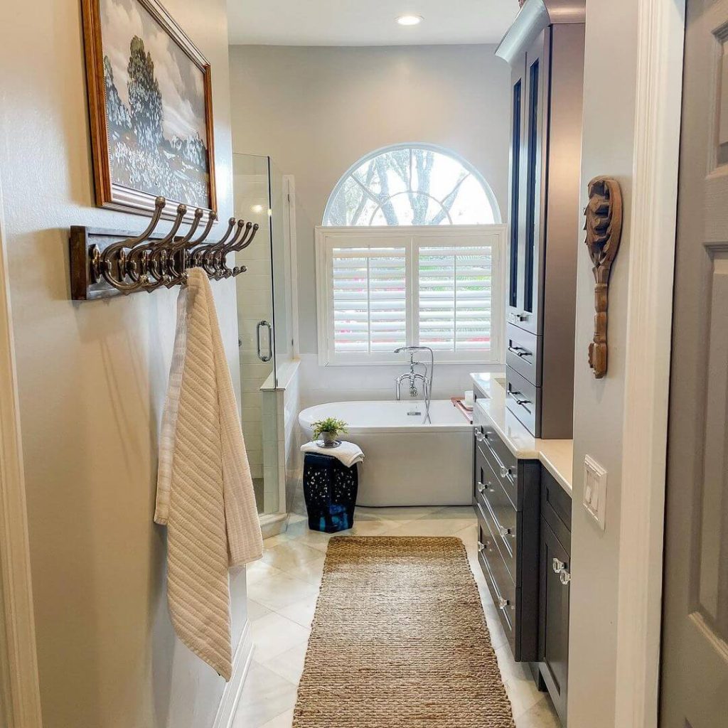 Cozy Small Bathroom with Freestanding Tub