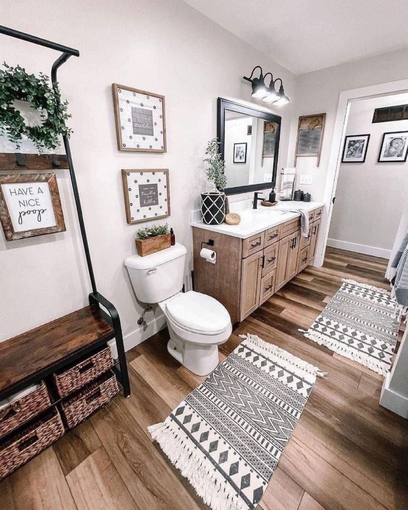 Cozy and Eclectic Farmhouse Bathroom