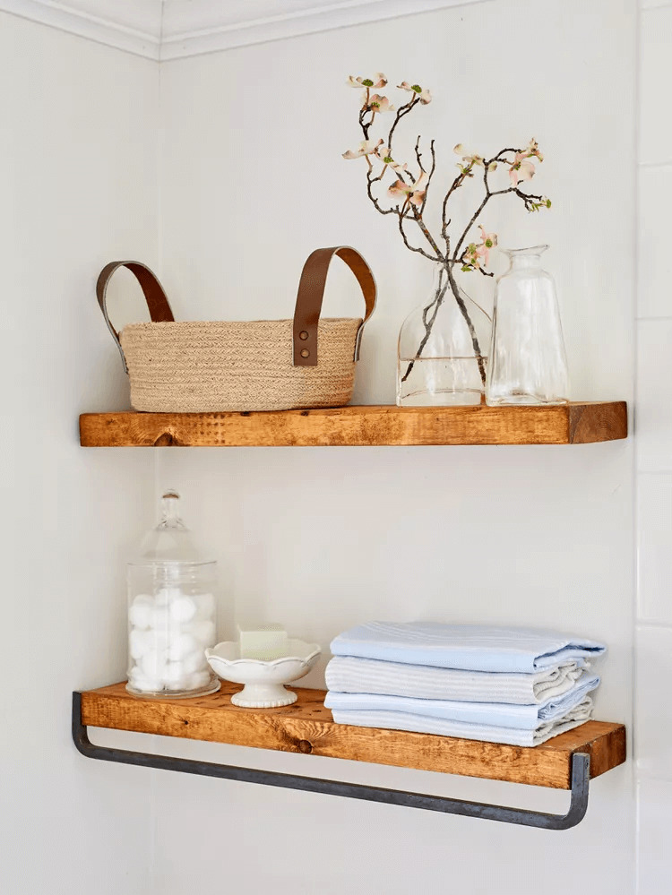 DIY Rustic Wooden Shelf with Towel Bar