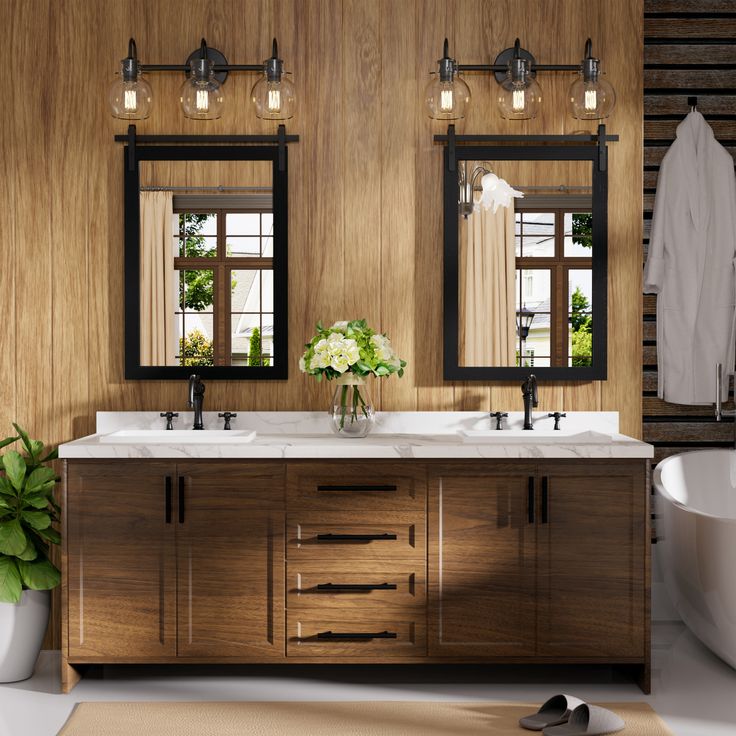 Double Vanity with Rustic Industrial Flair