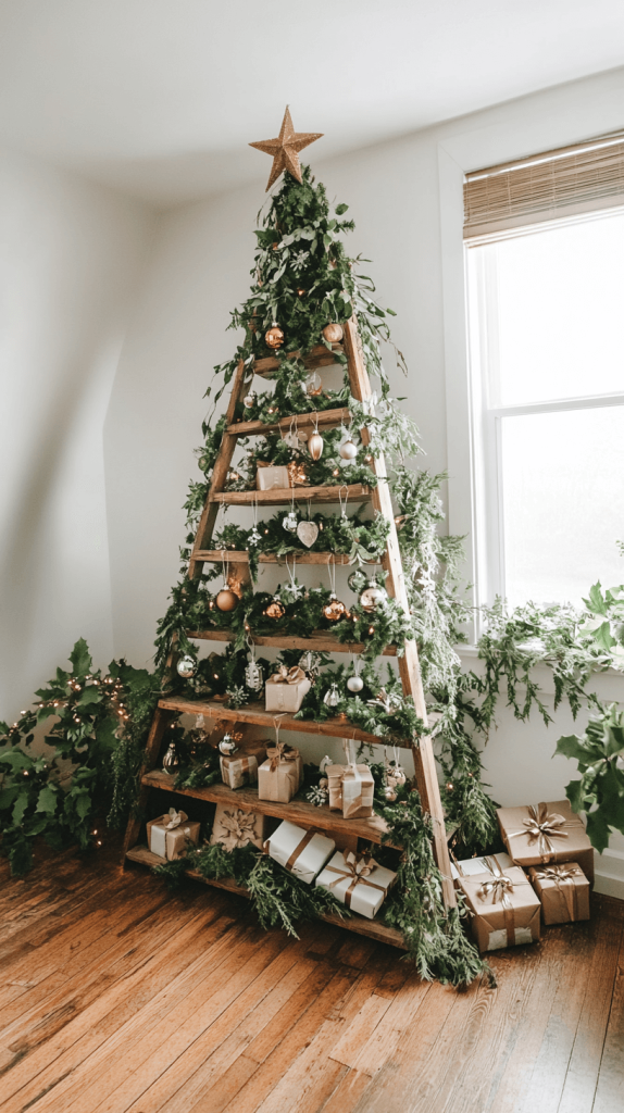 Elegant Ladder with Greenery and Gold Accents