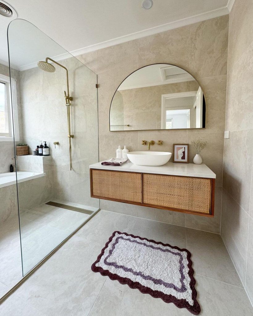 Farmhouse-Style Guest Bathroom with Natural Accents