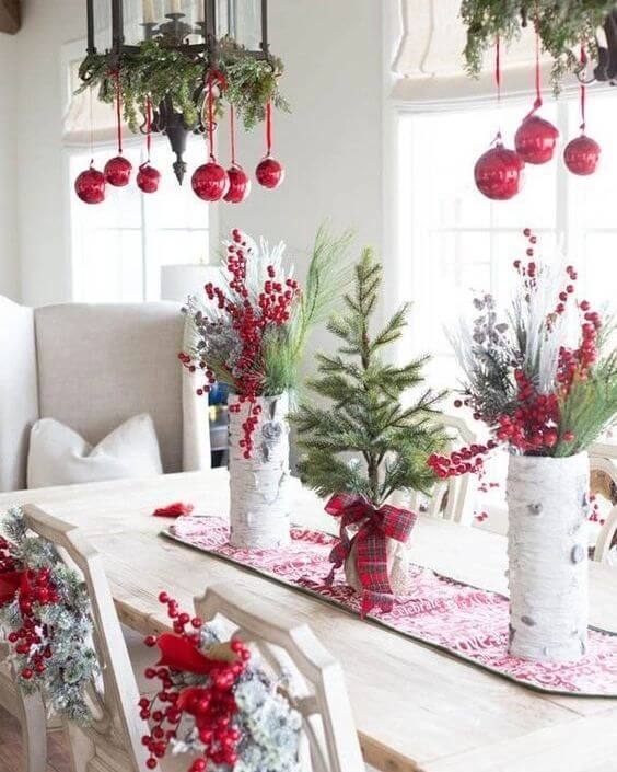 Festive Dining Table with Red and Green Accents