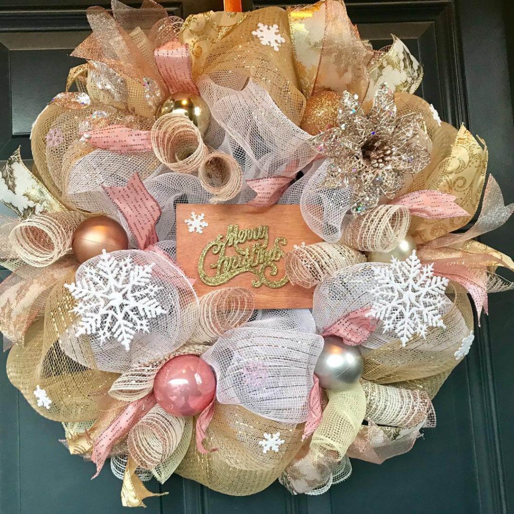 Festive Rose Gold Christmas Wreath