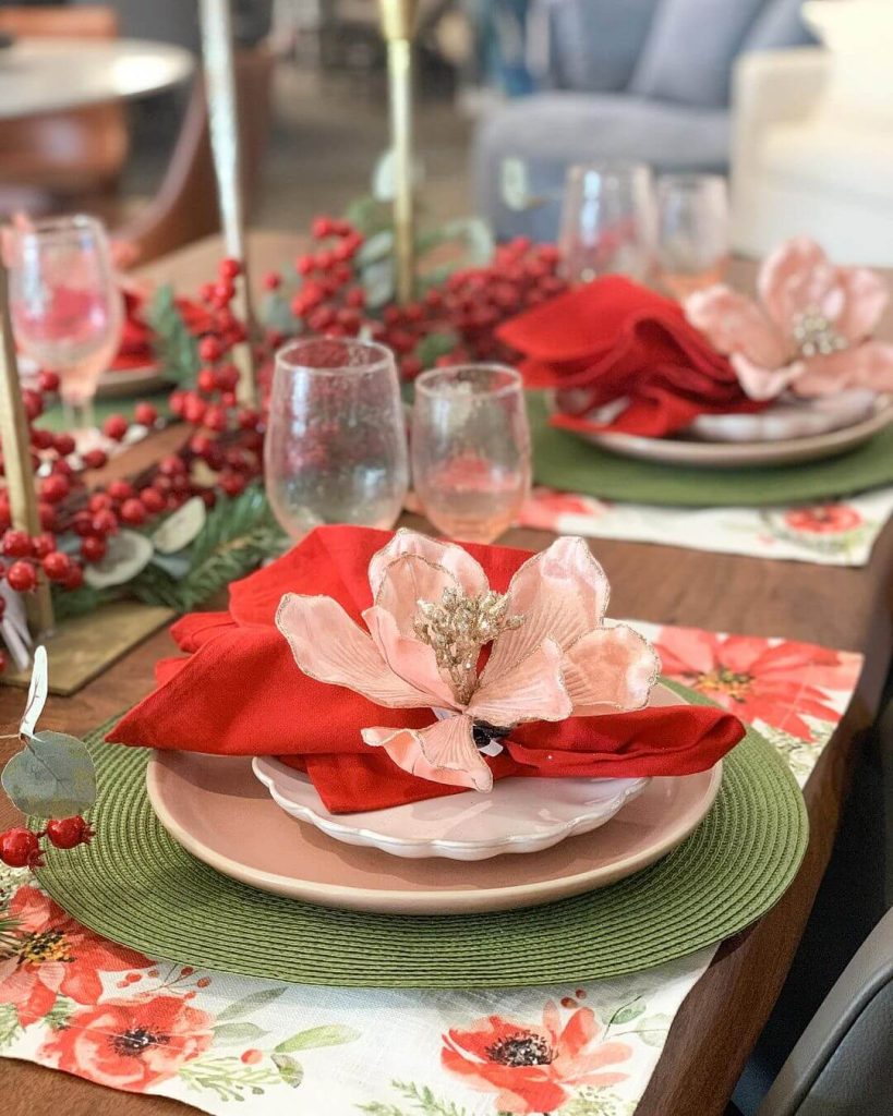 Floral Elegance in Red and Pink for Christmas