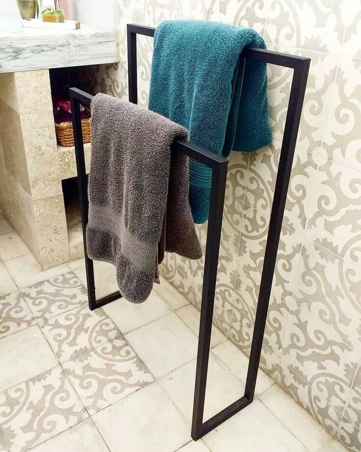 Freestanding Industrial-Style Towel Rack