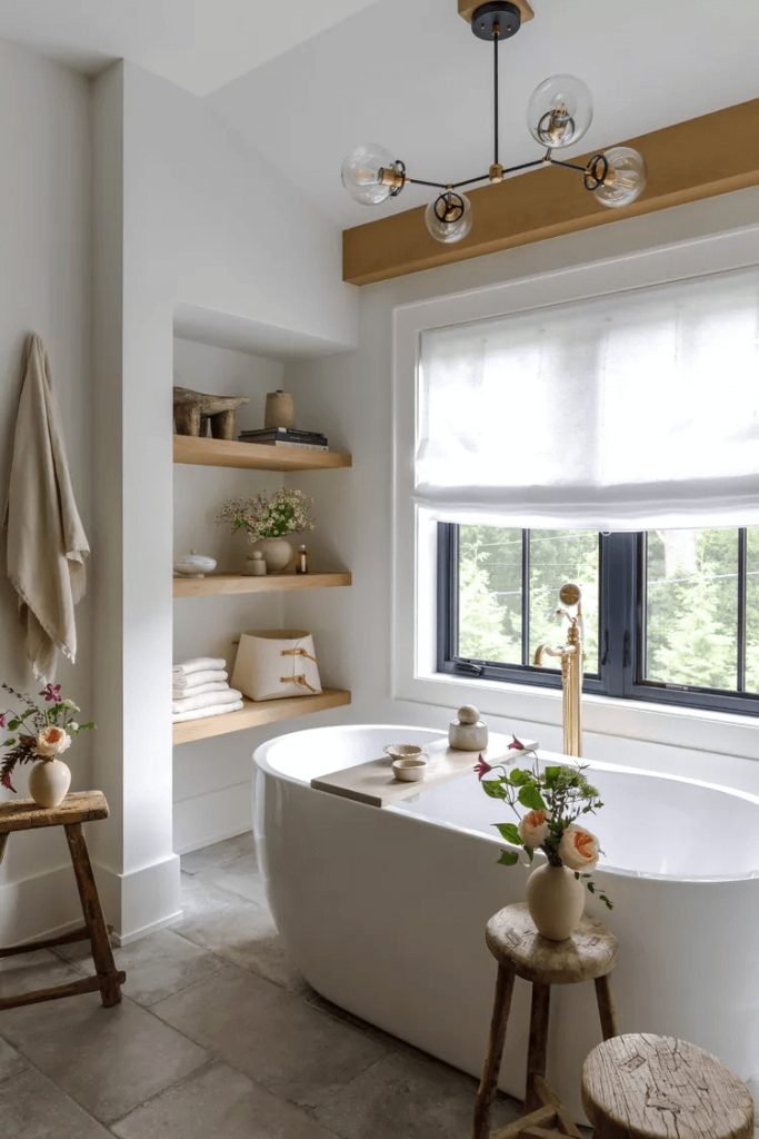 Functional Bathroom Nook Shelves