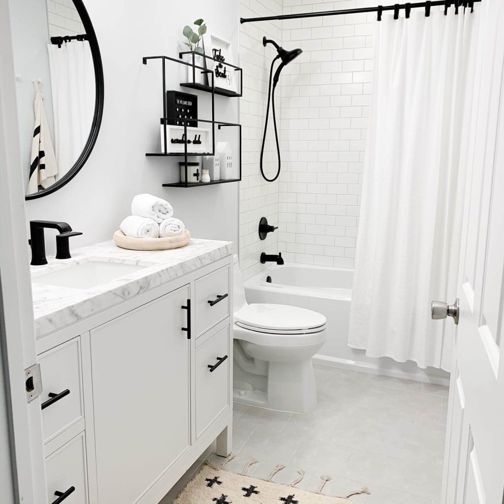 Geometric Shelf Design for a Modern Bathroom