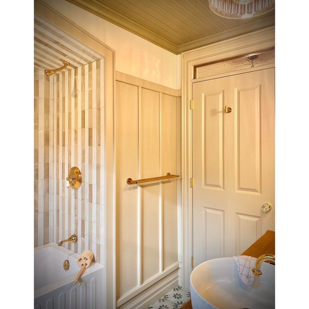 Golden Accented Board and Batten Wainscoting