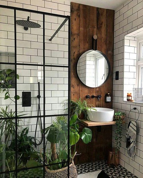 Greenery and Industrial Style Bathroom