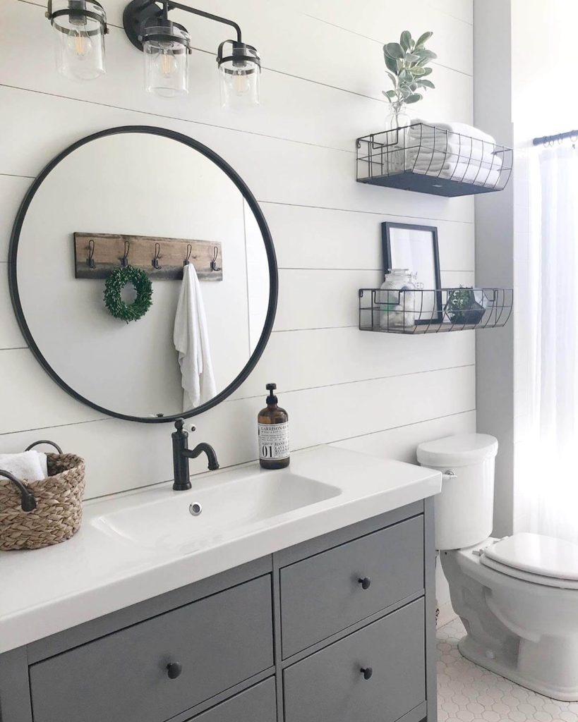 Industrial-Inspired Bathroom with Open Shelving