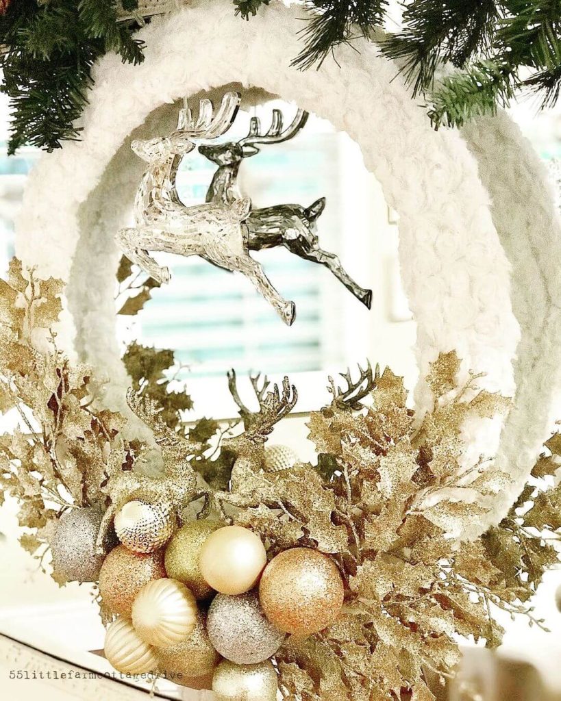 Luxurious Rose Gold and White Christmas Wreath