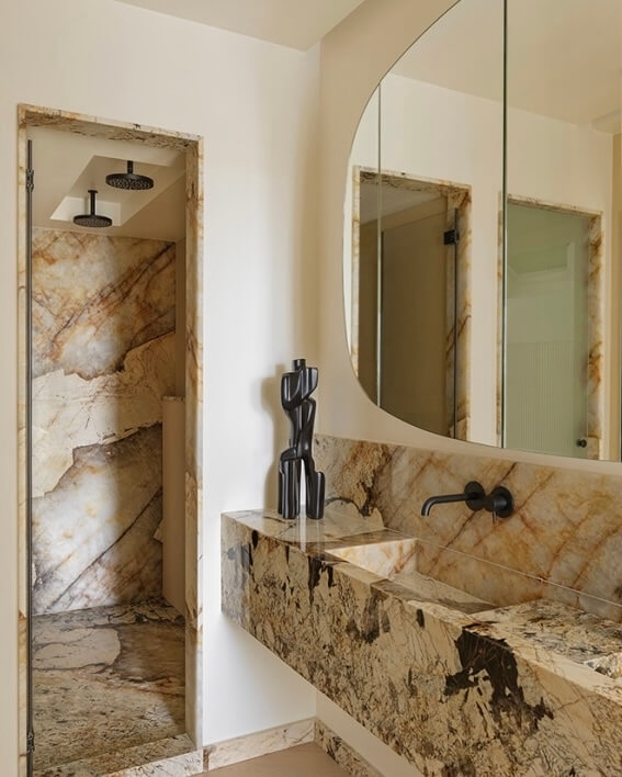 Marble Bathroom with Integrated Mirror