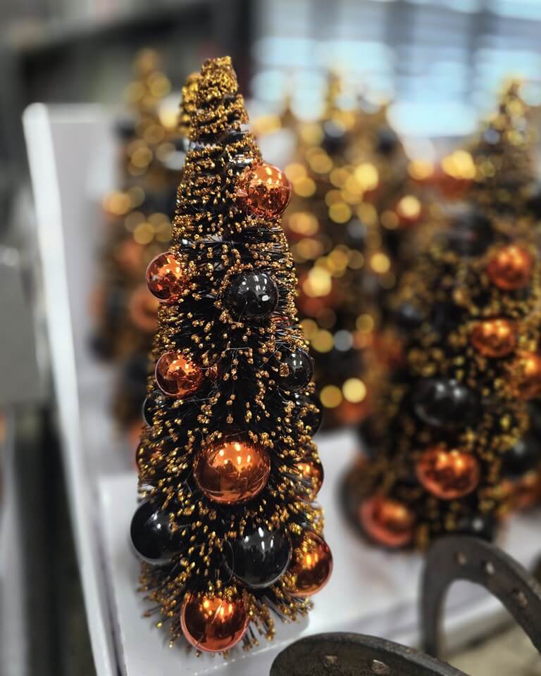 Mini Black and Gold Ornament Christmas Trees