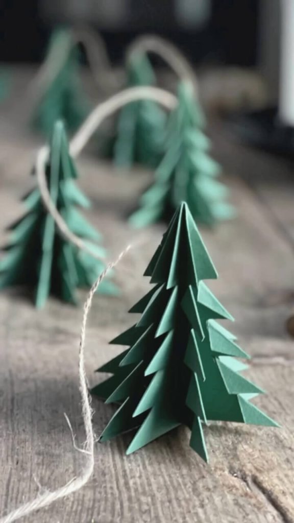 Miniature Paper Wooden Tree Garland