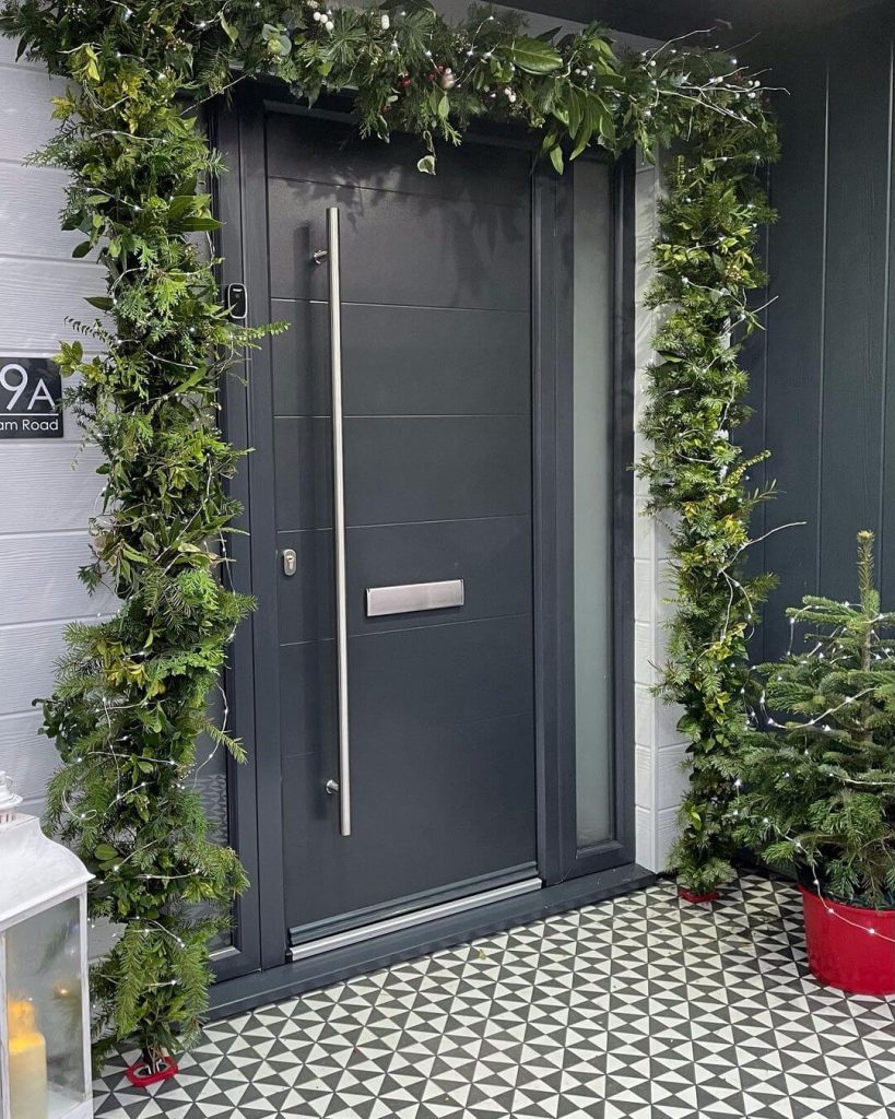 Minimalist Greenery Garland with Modern Door