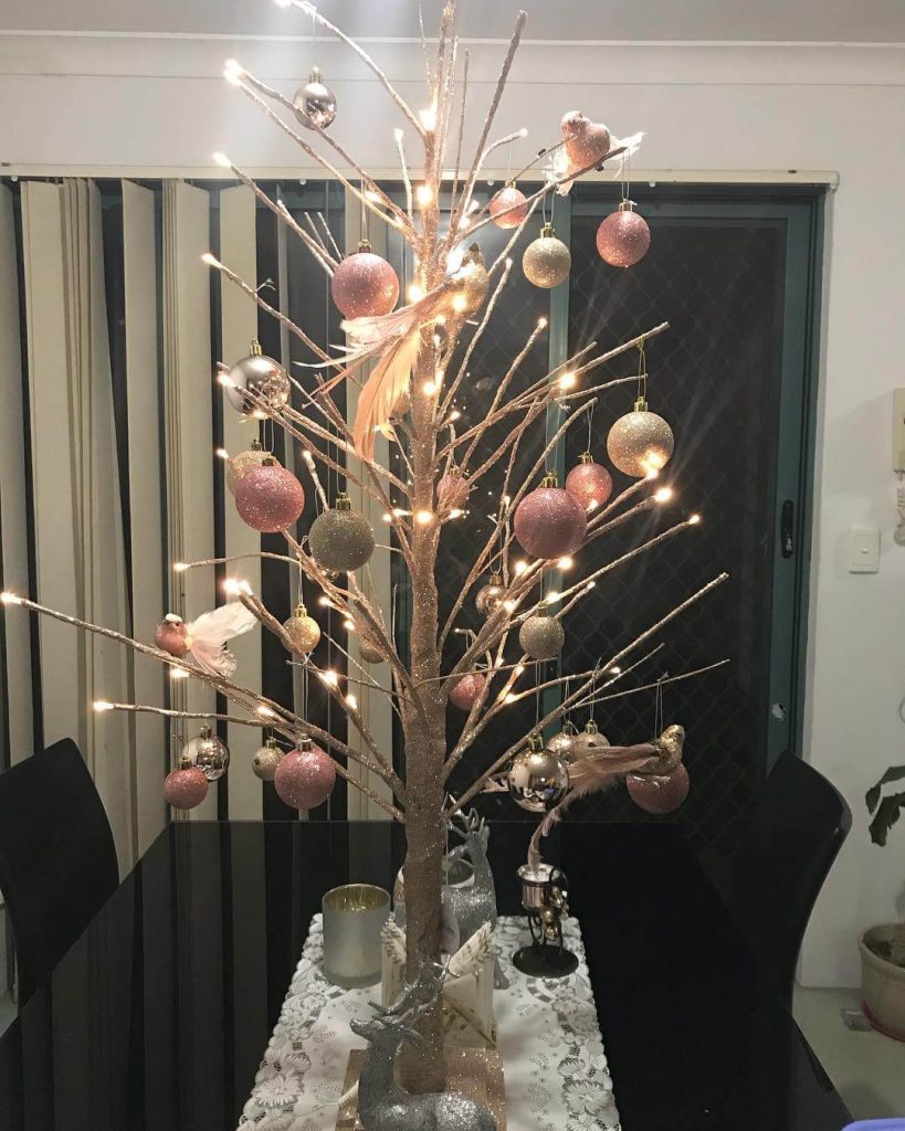 Minimalist Rose Gold Christmas Tree with Fairy Lights