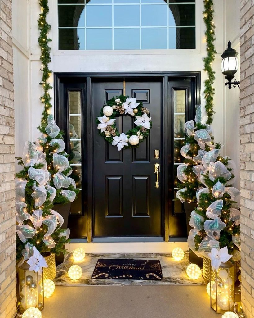 Modern Black and White Christmas Entrance