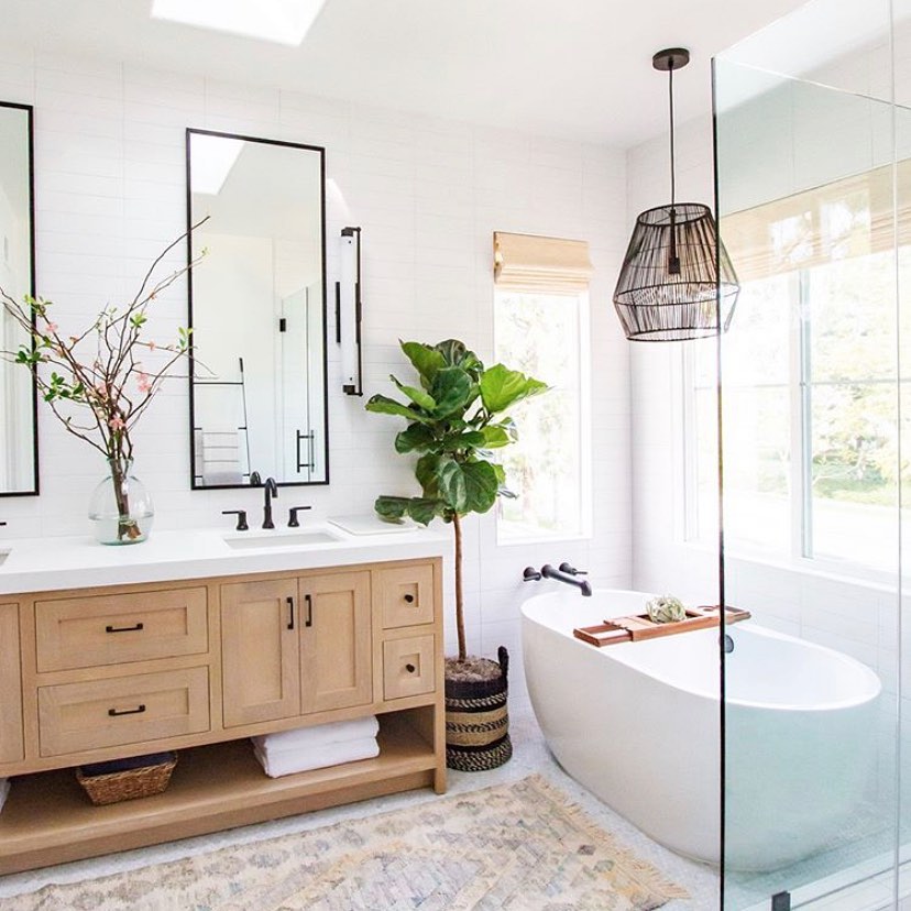 Modern Farmhouse Bathroom with Natural Accents