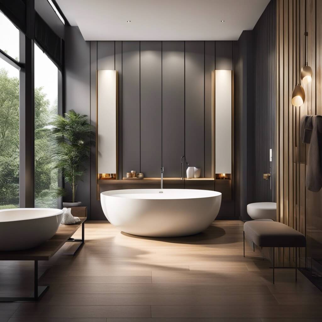 Modern Wooden Flooring for a Minimalist Bathroom