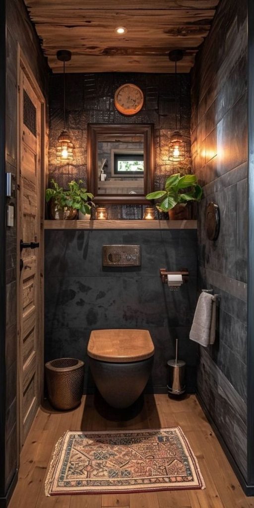 Moody Rustic Bathroom with Dark Tones