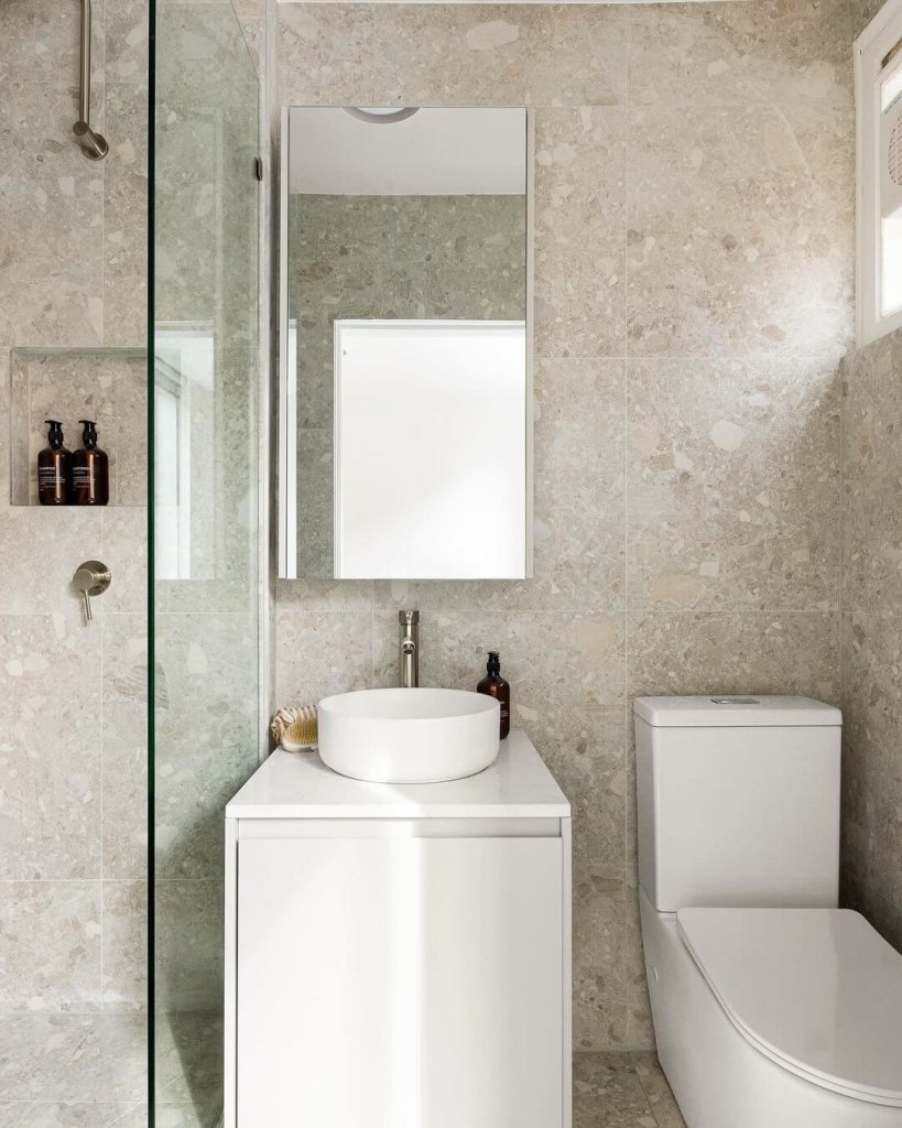 Neutral Small Bathroom with a Touch of Texture