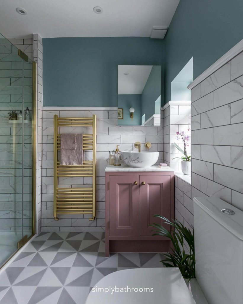 Pastel and Gold Accented Bathroom