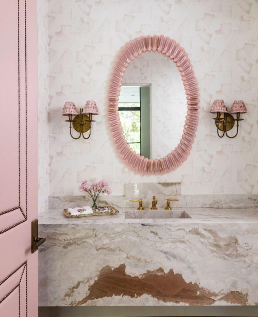 Pink Textured Mirror for a Feminine Touch