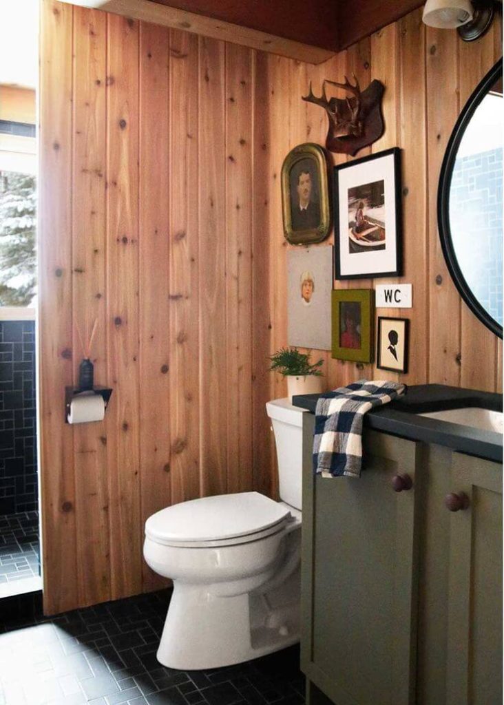 Playful and Compact Rustic Bathroom with Quirky Decor