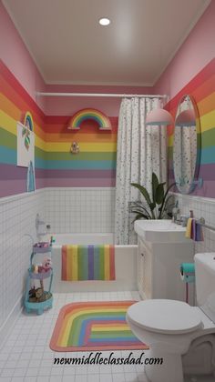 Rainbow-Themed Kids Bathroom with Playful Vibes