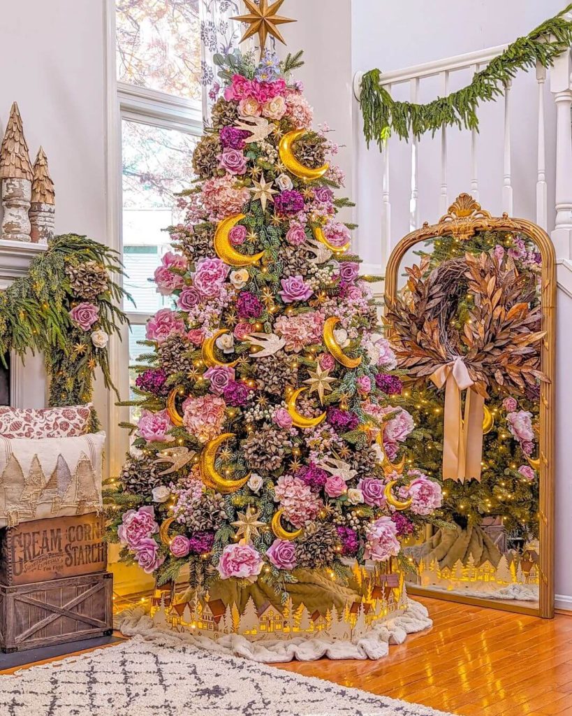 Romantic Floral Christmas Tree