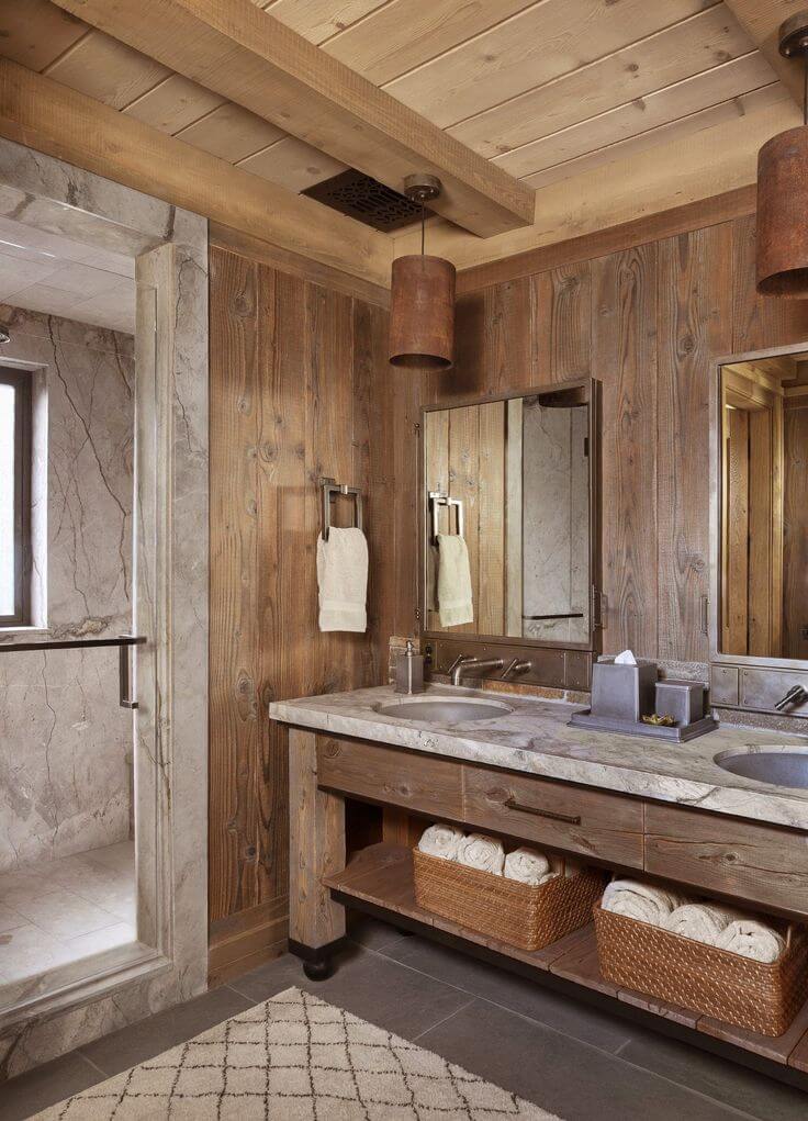 Rustic Chic Bathroom with Marble Details